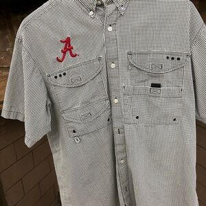 Alabama Performance Fishing Gear Casual Button Down ShirtCheckered Pattern-Large